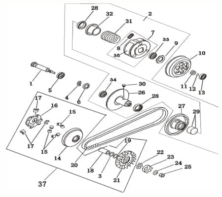 Getriebeingangswelle 13 Zähne 50ccm 2Takt 90A-15111-20-00 Motorroller.de Welle-Getriebe Getriebewelle Antriebs-Achse Getriebeeingang 1E40QMB Scooter