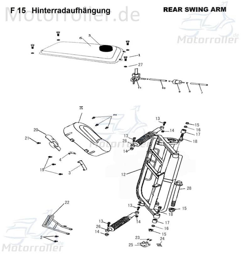 Tongjian Kinderbuggy Federbein hinten 6.000.173 Stoßdämpfer Federung Eppella ECM Wangye Kasea TBM Minibuggy Original Ersatzteil