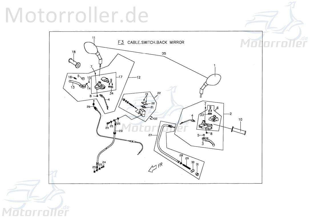 PGO Bremsschlauch vorne TR3 50 Bremsleitung 50ccm 2Takt Motorroller.de Hydraulikschlauch Hydraulik-Schlauch Hochdruckleitung Hydraulikleitung Scooter