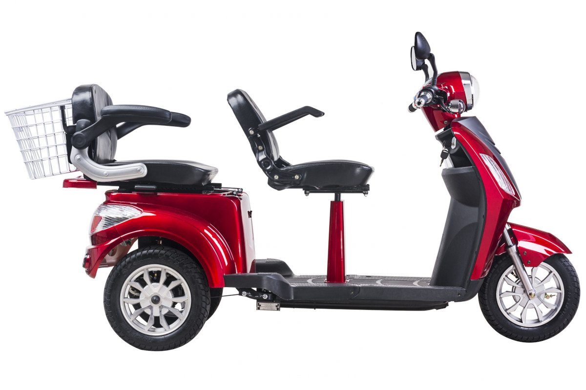 Dreirad Scoody E Trike ZT-18 25 km/h weiß Bleisäure-Akku 1000 Watt Elektroroller E-Scooter E-Roller Dreiradroller Zweisitzer