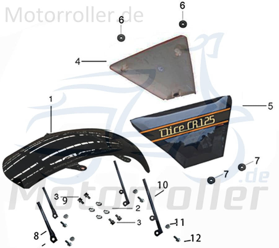 Kreidler DICE CR 125i Haltegummi Seitenverkleidung 780205 Motorroller.de Gummi Halterung Befestigungs Seitendeckel Seitencover