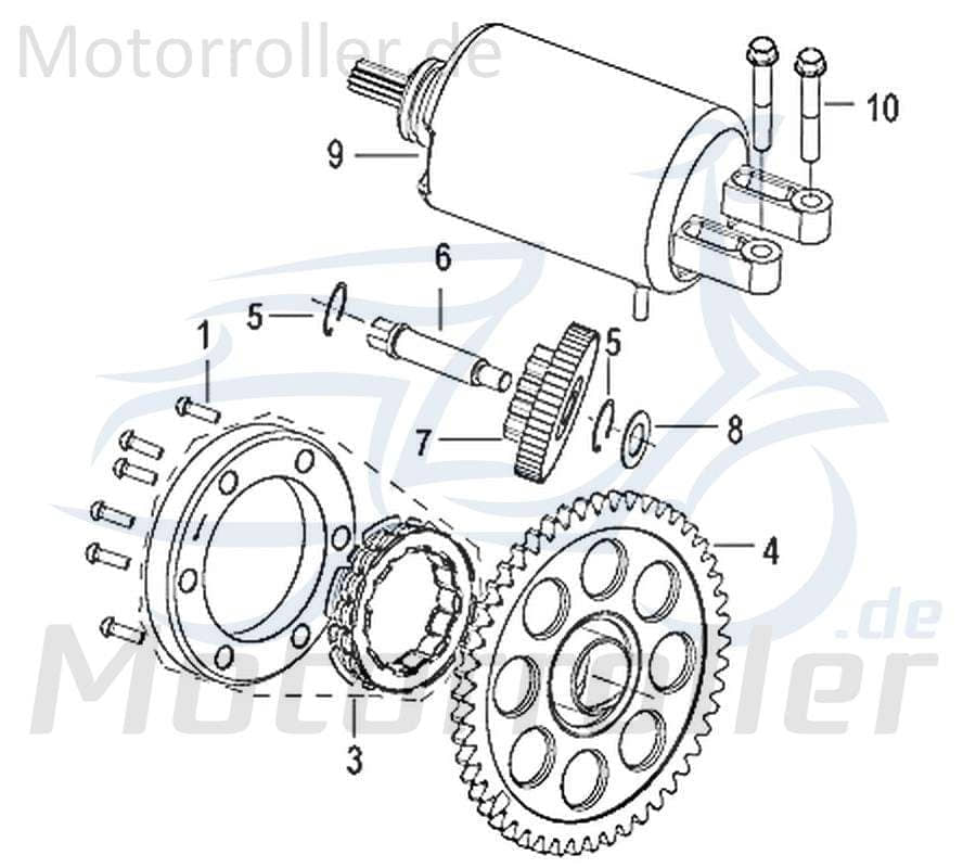Jonway Insignio 250 DD Starterkupplung 250ccm 4Takt 750603 Motorroller.de Anlasser Anlasser-Kupplung komplett 250ccm-4Takt Scooter Ersatzteil Service