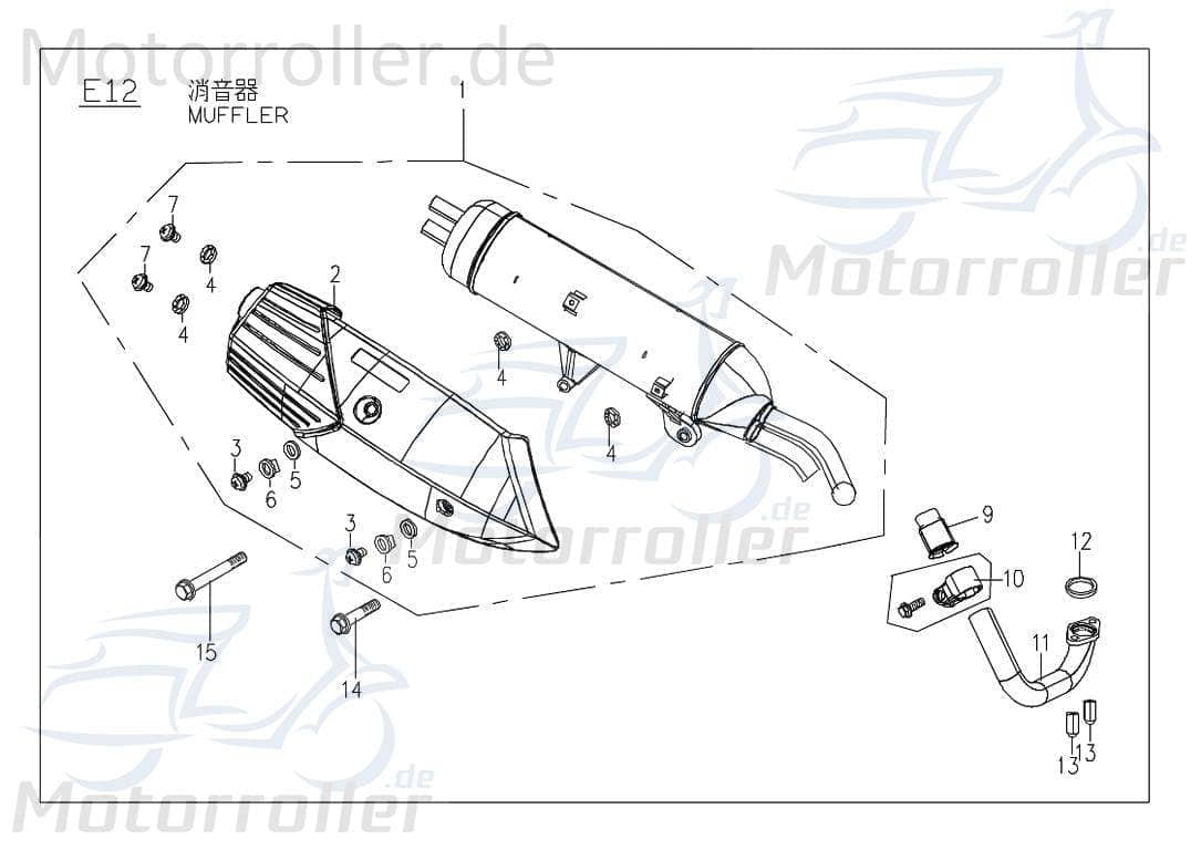 Auspuff komplett ohne Katalysator PGO C52815000003