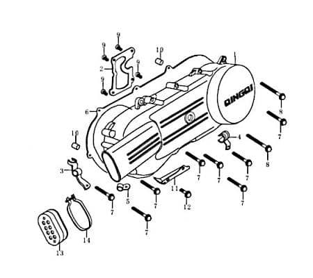 Rex QM125T 10A Dichtung Variomatikdeckel 125ccm 4Takt Motorroller.de Deckel Dichtung-Deckel 152QMI YY125QT-28 125cc 4T GY6 Kupplungsdeckel