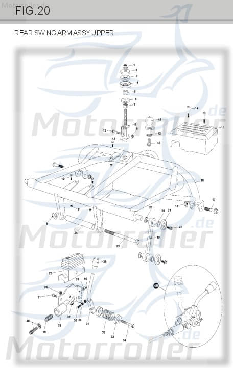 Schwingarm Aufhängung Schwingrahmen Tongjian Strassenbuggy 150 2.000.029 Motorroller.de Eppella ECM TBM Twister Hammerhead Wangye Kasea Buggy
