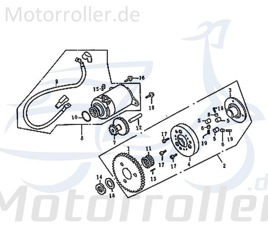 Übersetzungsrad Anlasser Rex RS125 Getrieberad 125ccm 4Takt Motorroller.de 125ccm-4Takt Scooter RS125 QM125T 10D Ersatzteil Service Inpektion