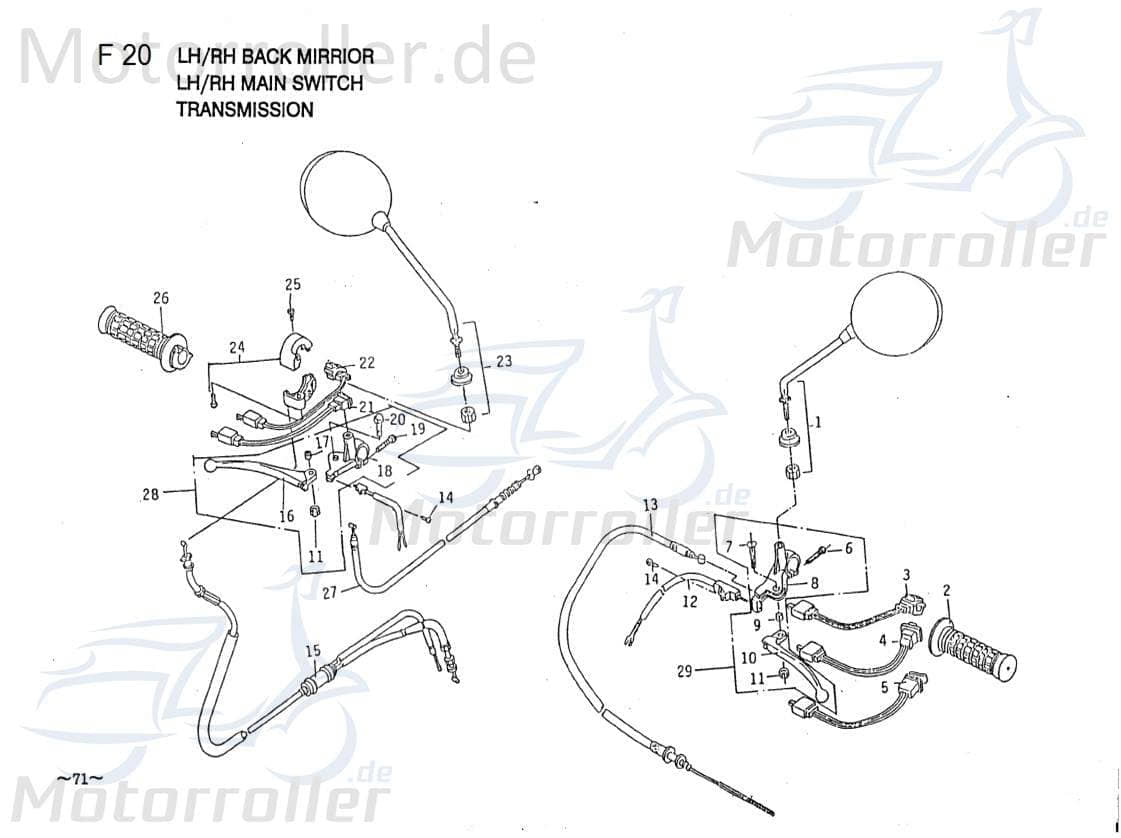 Handbremshebel Links PGO B9E15402406 Motorroller.de