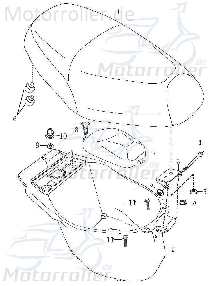 Sitzbank Sattel AGM-MOTORS 1130401-3 Motorroller.de