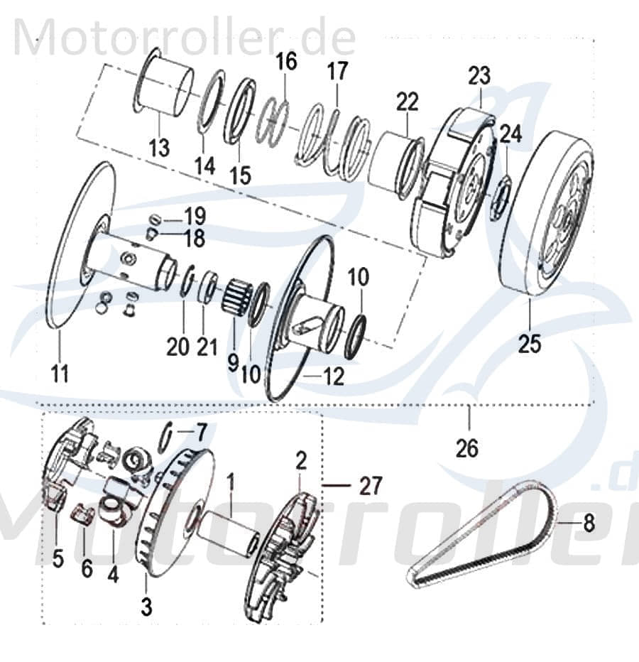 SMC Riemenscheibe Generic Zion 125 Luftrad 4Takt 200053000000 Motorroller.de Keilriemenscheibe Flügelrad Lüfterrad Lauf-Rad Keilriemen-Scheibe Mokick