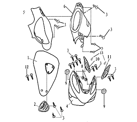 Frontverkleidung schwarz mit Dekor 1020402-1