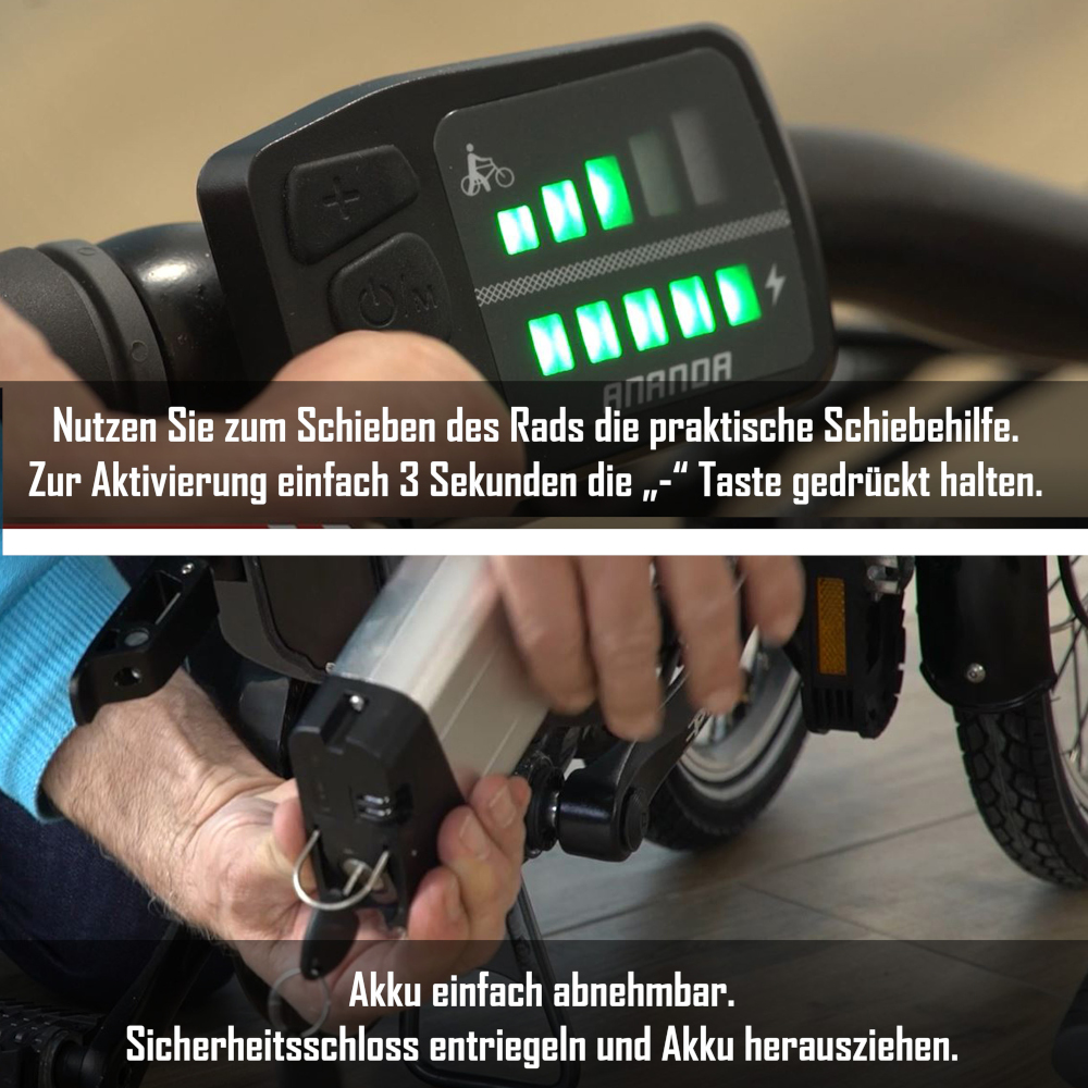 E-Bike Telefunken F820 Kompakt Elektrofahrrad Trekking-Pedelec anthrazit 20" RH 37cm E-Fahrrad Faltrad