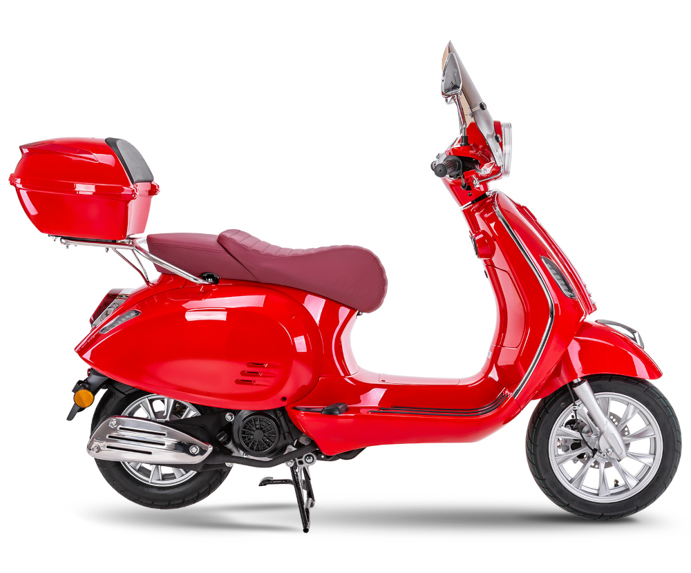 Motorroller Fighter 125 R-R rot Euro 5 Leichtkraftrad Scooter Retroroller mit Topcase und Windschild