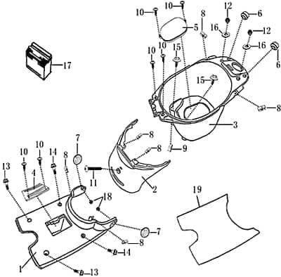 Fussmatte Fussbrett Staufach Motorroller Rex 701692
