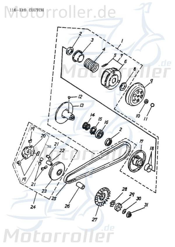 Adly Keilriemen 878x17x28 Antriebsriemen CVT Bando 50ccm 2Takt 23100-117-000 Motorroller.de Treibriemen Keil-Riemen Variomatik-Riemen Varioriemen Quad