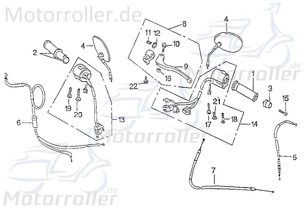 SMC Chopper 125 Lenkergewicht 125ccm 4Takt 46246-CHP-00 Motorroller.de aussen Lenker-Vibrationsausgleich Scooter Ersatzteil Service Inpektion