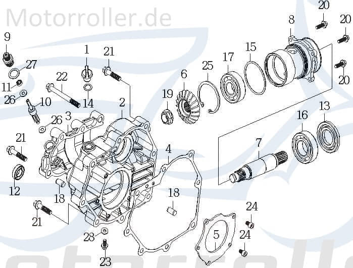 SMC Getriebeablassschraube M8x12mm Rex RS450 50ccm 4Takt Motorroller.de 50ccm-4Takt Scooter Ersatzteil Service Inpektion Direktimport