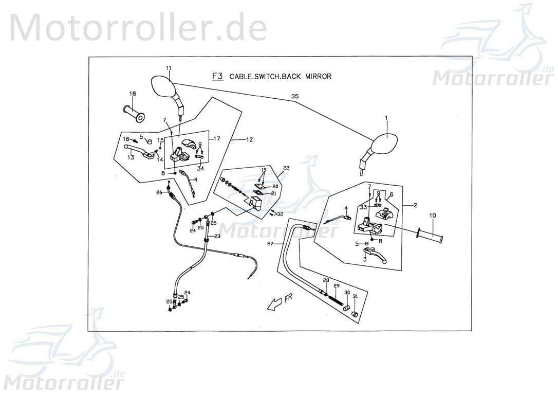 PGO Bremsschlauch vorn TR3 50 Bremsleitung 50ccm 2Takt Motorroller.de Hydraulikschlauch Hydraulik-Schlauch Hochdruckleitung Hydraulikleitung Scooter