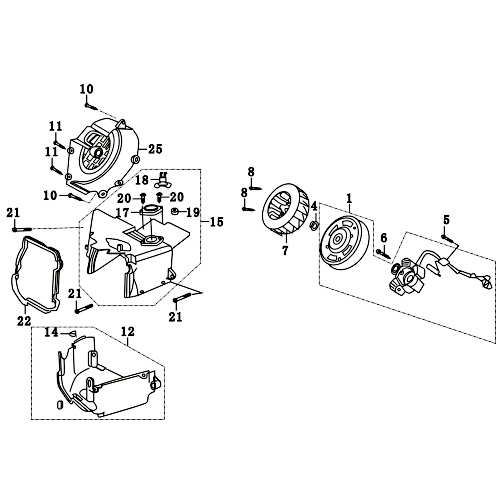 Lichtmaschine 50ccm 4Takt Rex Off Limit Ankerplatte 86200 Motorroller.de Stator Anker-Platte Stromerzeuger Strom-Generator Licht-Maschine Zündplatte