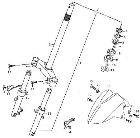 Gabelholm links Gabelbein Stoßdämpfer FIG.32-13