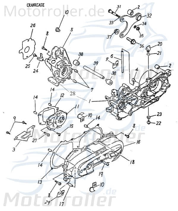 Adly Clip Kurbelgehäuse ATV 50 II Utility XXL AC 50ccm 2Takt Motorroller.de Klammer Schelle Klemmschelle Befestigungsschelle Halteklammer Halteclip