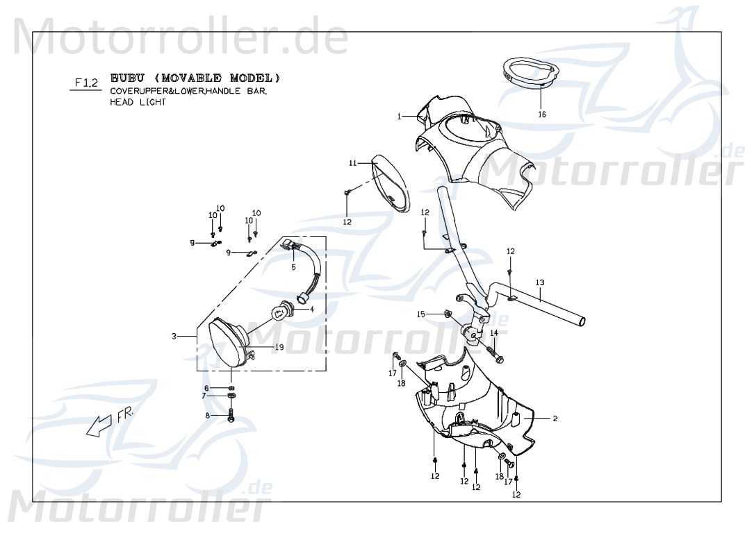 PGO Lampe E-Marke Rodoshow 50 Leuchte Licht 50ccm 2Takt Motorroller.de 125ccm-4Takt Scooter Ligero RS 50 Ersatzteil Service Inpektion Direktimport