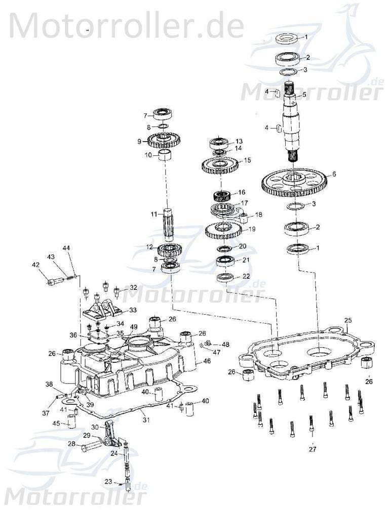 Vorgelegewelle Rückwärtsganggetriebe Tongjian Strassenbuggy 250 7.090.008 Motorroller.de Getriebewelle Eppella ECM Hammerhead Kasea TBM Wangye Buggy
