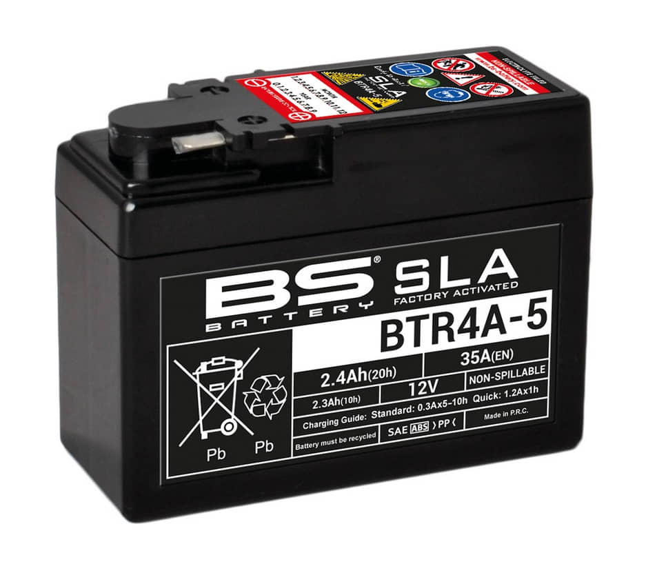 Batterie BTR4A-5 12V 2,3Ah SLA wartungsfrei Honda 50ccm 2Takt Motorroller.de 113x48x85mm Akku Starterbatterie Akkumulator Starter-Batterie 50ccm-2Takt