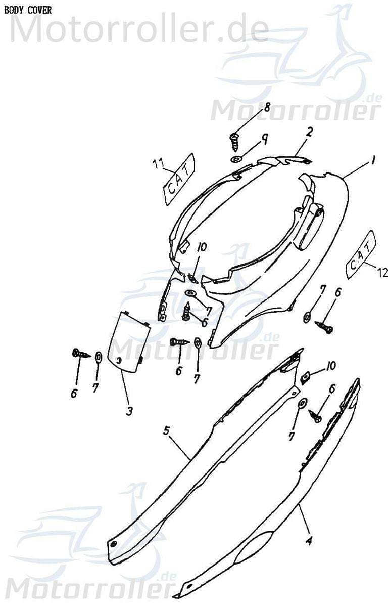 Adly Cat 50 Seitenleiste Roller 50ccm 2Takt 83603-118-000 Motorroller.de Seitenteil Seitenverkleidung Seitenabdeckung Seiten-Verkleidung Seiten-leiste