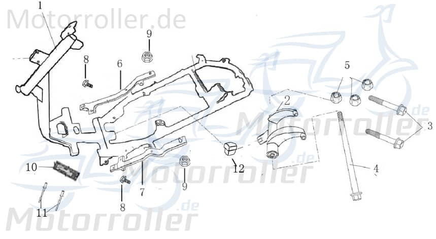 Achse Motorschwinge M10x1.25x245mm AGM Roller 50ccm 4Takt Motorroller.de Bolzen 139QMB Scooter GMX 450 One JSD50QT-13 GMX 450 Sport JSD50QT-13 Service