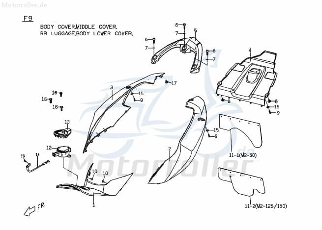 PGO Gepäckträger hinten silbergrau G-Max 50 125 150 M2676000770 Motorroller.de Heckspoiler Heckverkleidung Heckabdeckung Scooter Roller