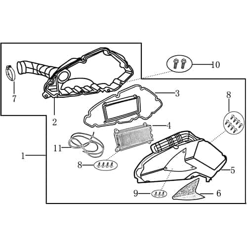 Jonway Monza 50 Race Urban Dichtung Luftfilter 50ccm 4Takt 705413 Motorroller.de Filtergehäuse Luftfiltergehäusedeckel Luftfilterkasten 50ccm-4Takt