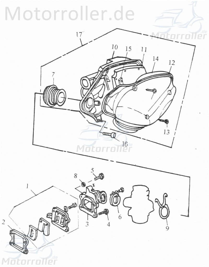Adly Verbindungsstück Luftfilter / Vergaser 50ccm 2Takt Motorroller.de Verbindungsplatte Ansauggummi Verbindungsteil Minarelli stehend Scooter Service