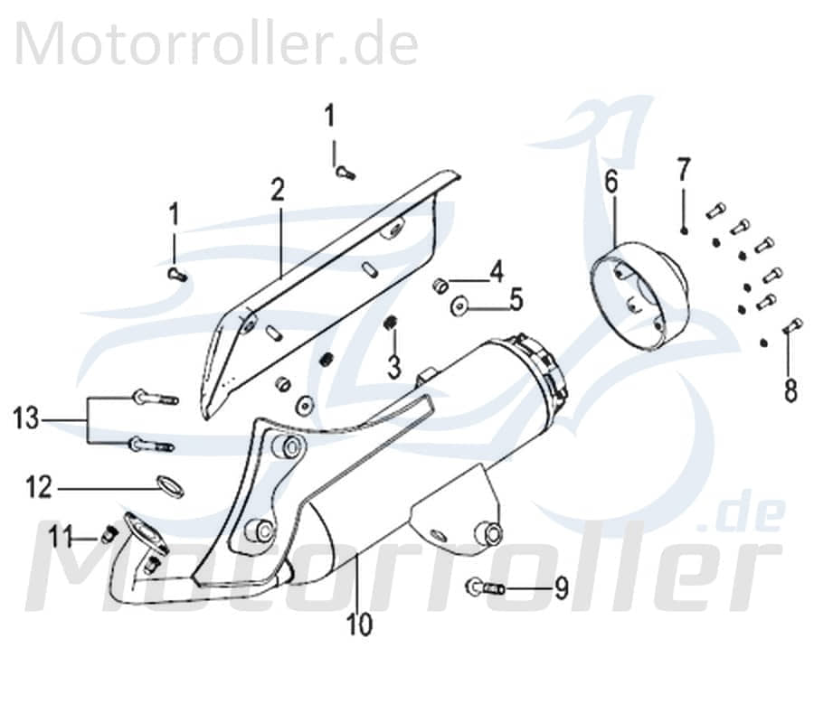 Kreidler Insignio 125 2.0 Auspuff Roller 125ccm 4Takt 750253 Motorroller.de Endschalldämpfer Auspuffanlage Endtopf Auspuff-Anlage Auspufftopf Scooter