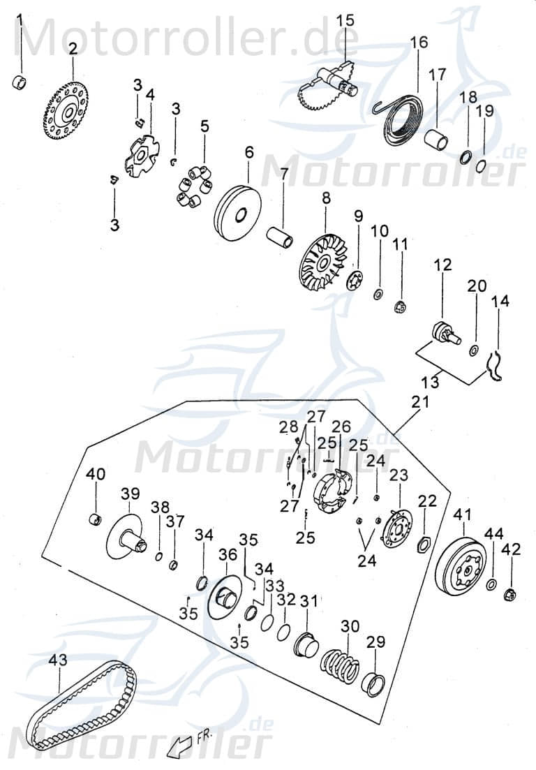 PGO PMX Sport 30 Buchse Variomatik 50ccm 2Takt P11210500003 Motorroller.de 30Km/h Hülse Distanzhülse Lagerbuchse Distanz-Hülse Distanzbuchse Passhülse