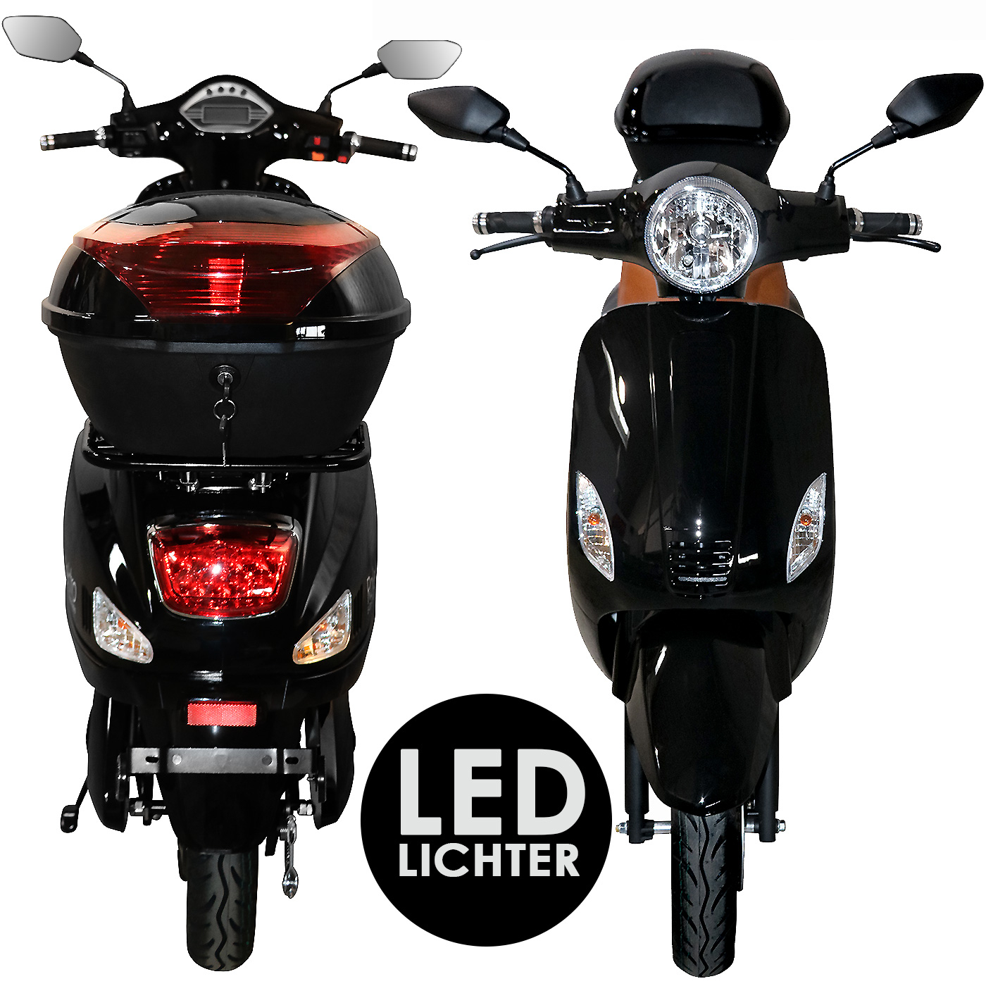 Elektroroller E-City 45 Retro 45 km/h schwarz E-Roller E-Scooter Mokick Motorroller