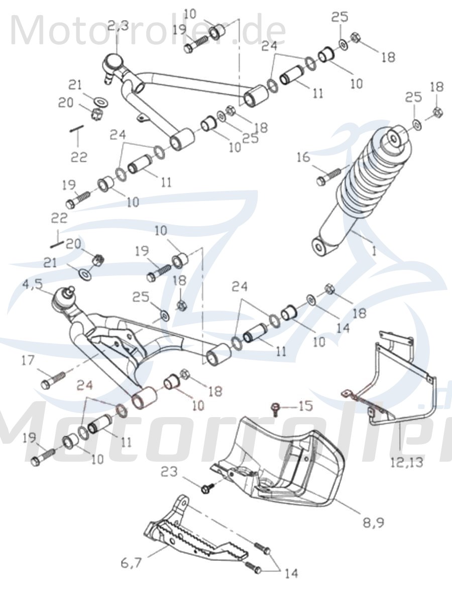 Adly Radaufhängung rechts oben schwarz Radaunahme 50ccm 2Takt Motorroller.de Radlagerung 150ccm-4Takt Quad ATV ATV 50 II Utility XXL AC ATV 150 Sport
