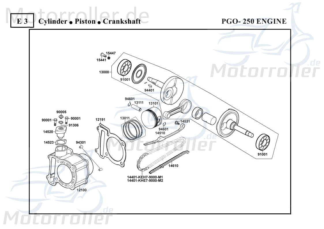 PGO Bugrider 250 Zylinder Guss 250ccm 4Takt 12100-KHE7-900.4 Motorroller.de Motorzylinder Grauguss Grauguss-Zylinder Gusszylinder Aluzylinder Buggy