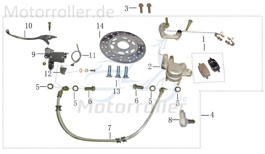 Bremshebel rechts schwarz Bohrung 8mm YY50QT010009