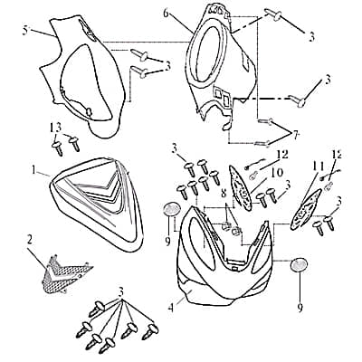 AGM GMX 450 One Scheinwerferverkleidung 50ccm 4Takt 1020401-1-B Motorroller.de blau Scheinwerfer-Verkleidung Lenker-Verkleidung Scheinwerferabdeckung