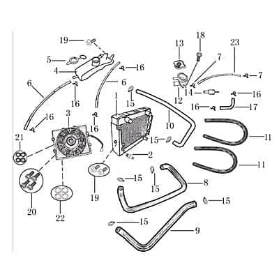 Jonway Insignio 250 DD Kühler Roller 250ccm 4Takt 1100508 Motorroller.de Kühlaggregat 250ccm-4Takt Scooter Kreidler Ersatzteil Service Inpektion