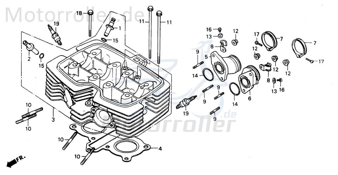 Chunlan Chopper Zylinderkopf 125ccm 4Takt 244FM.01.01.01 Motorroller.de Zylinder-Kopf Zylinder-Deckel Zylinderdeckel Zylinder-Head Zylinder-Heads
