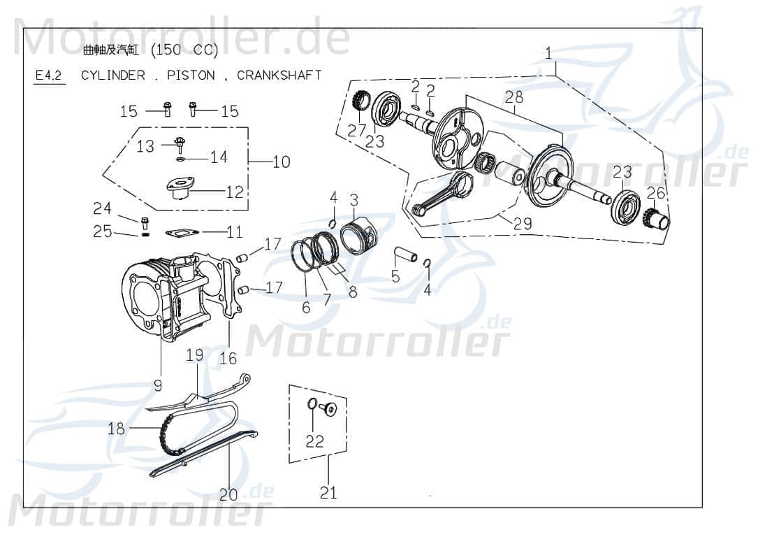 PGO G-Max Kurbelwelle Motorwelle 125ccm 4Takt M2066500000 Motorroller.de Kolbenantriebswelle Crankshaft Kurbel-Welle Motor-Welle PGO 125ccm-4Takt