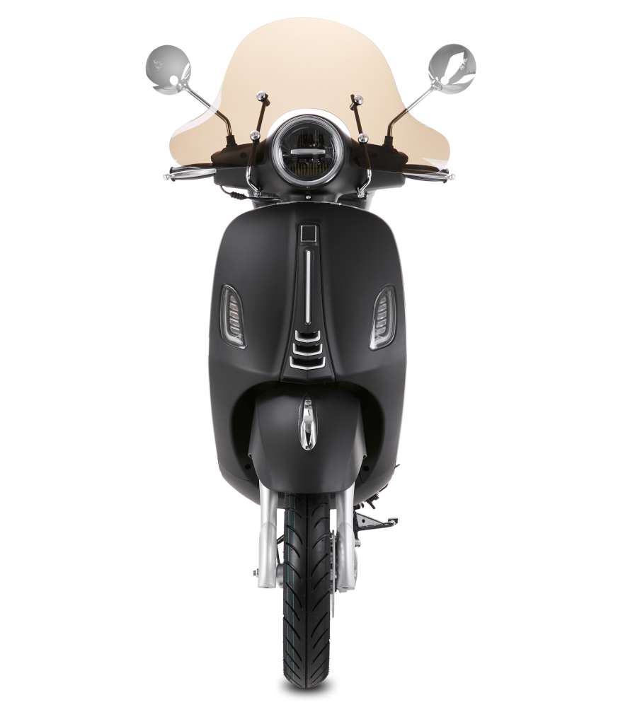 Motorroller Fighter 125 R-R schwarz Euro 5 Leichtkraftrad Scooter Retroroller mit Topcase und Windschild