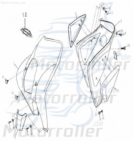 Adly Panther 50 Seitenleiste 50ccm 2Takt 83604-159-000 Motorroller.de Seitenteil Seitenverkleidung Seitenabdeckung Seiten-Verkleidung Seiten-leiste