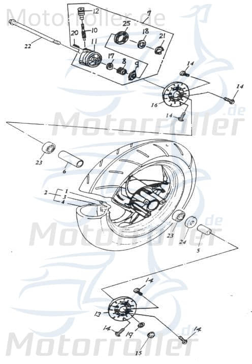 Adly Distanzbuchse mitte Super Sonic 50 Hülse 50ccm 2Takt Motorroller.de Distanzhülse Distanzring Distanz-Hülse Passhülse Passbuchse Minarelli liegend