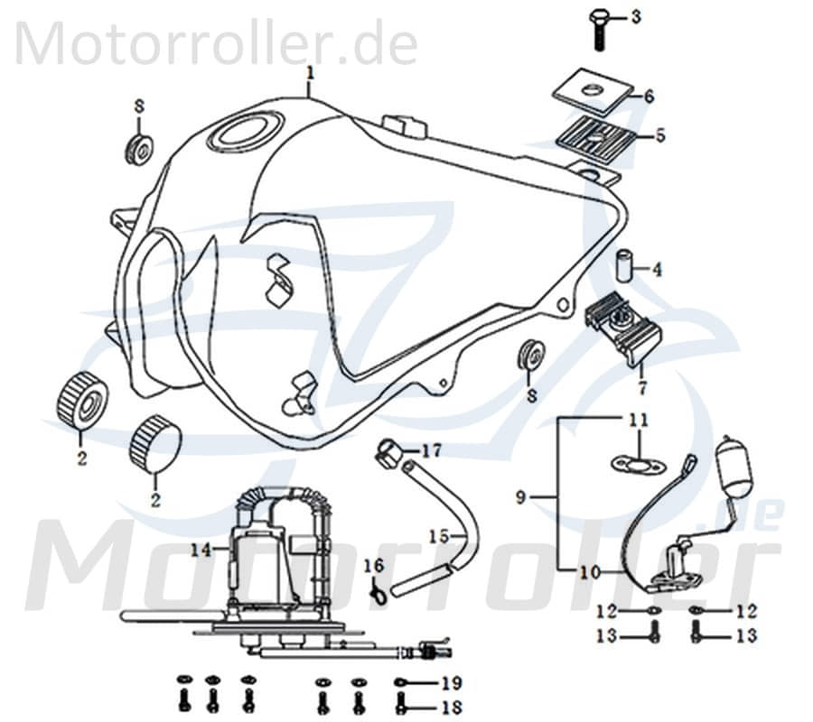 Kreidler DICE SM/GS 125i Kraftstofftank Kraftstoffbehälter 781001 Motorroller.de Benzintank Original Ersatzteil