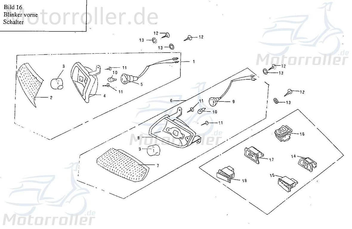 Schalter Anlasser Jonway RS 1100 Knopf 0217040000A Motorroller.de Einschalter Starterknopf Starterschalter Zündschalter