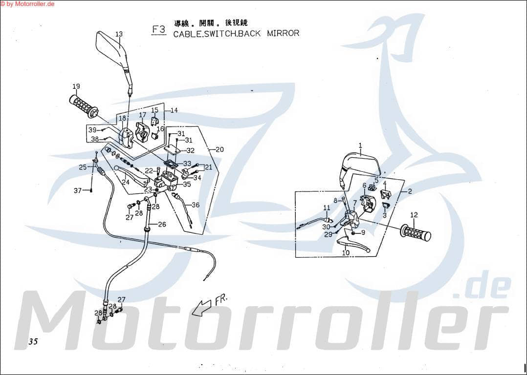 PGO Griffgummi rechts Big Max 50 Lenkergriff Handgriff P1542000000 Motorroller.de Haltegriff Drehgriff Lenker-Griff Halte-Griff Griff-Gummi Hand-Griff
