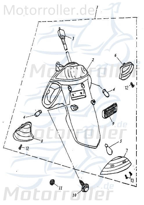 Adly Rücklichtglas E-Marke Super Sonic 50 Roller 50ccm 2Takt Motorroller.de Rücklicht-Glas Rücklicht-Abdeckung Rücklichtabdeckung Rücklichtdeckel