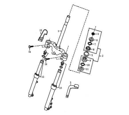 Gabelbein vorne rechts 400mm 701754 Motorroller.de Gabelholm Stoßdämpfer Kreidler Jigger 50 City